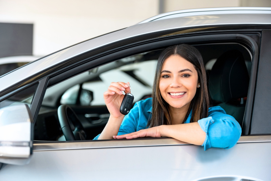 Woman Renting a Car